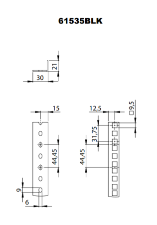 Adam Hall 61535 BLK Рэковая направляющая 45U